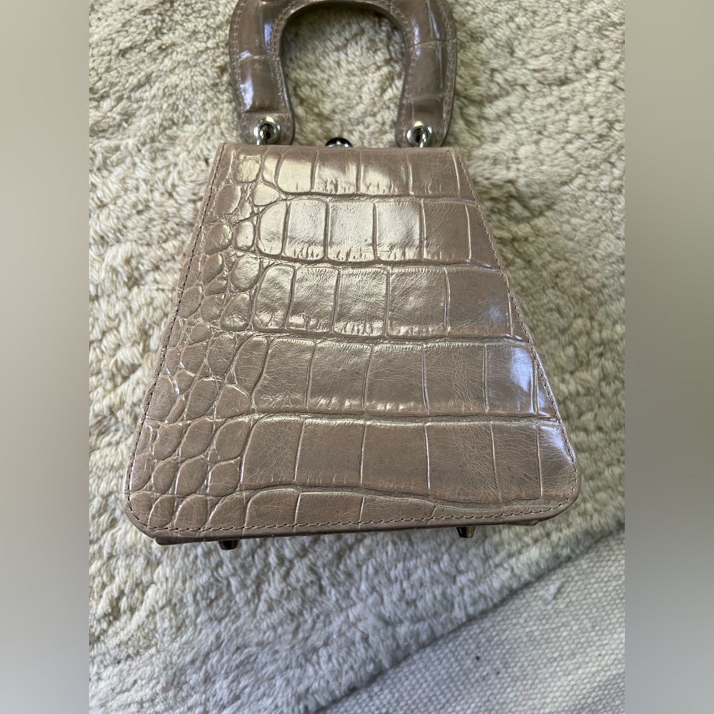 EUC $325 Staud Kenny Small Crocodile Croc Bag Tan Beige Evening French Grey - Picture 9 of 11